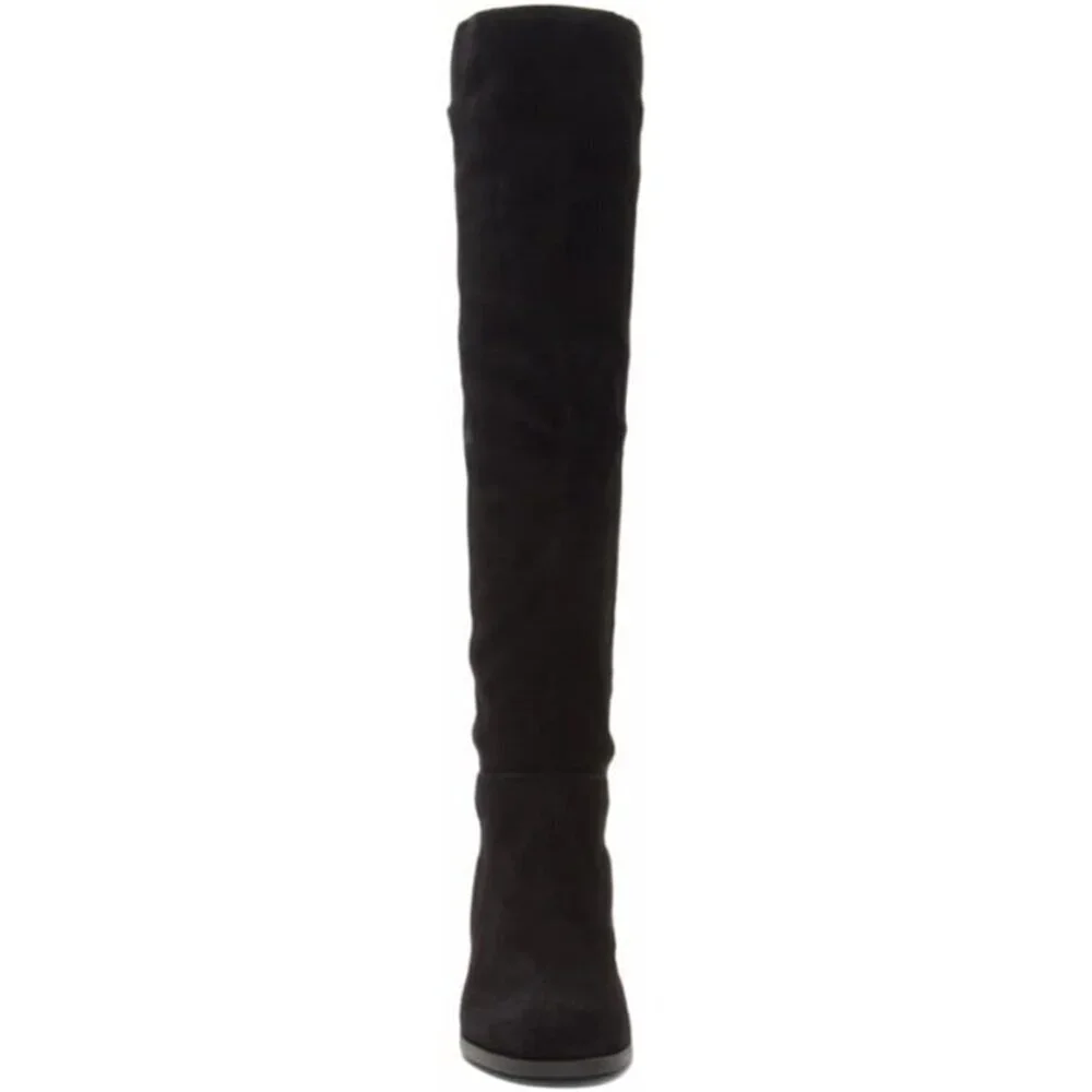 Women's Black Above the Knee Pointed Toe Low Heel Calypso Winter Long Boot